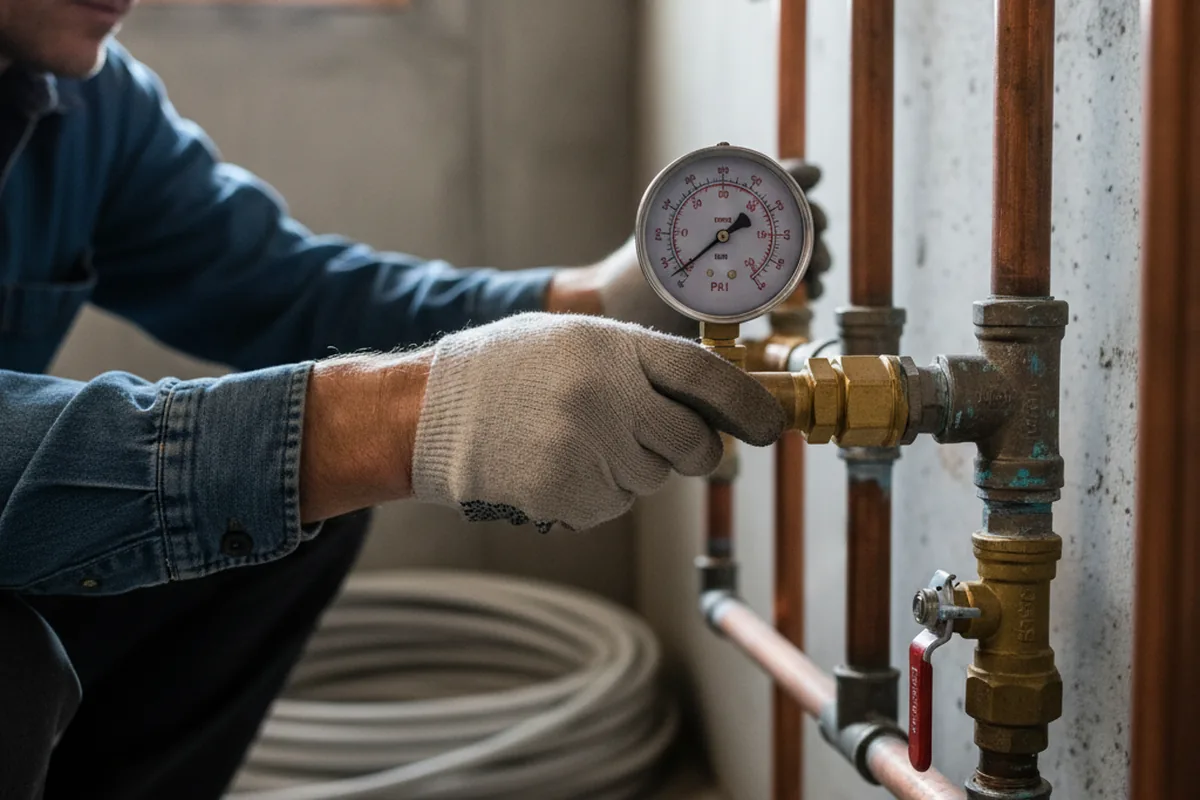Pressure testing a repaired line during Water Line Repair in River Grove
